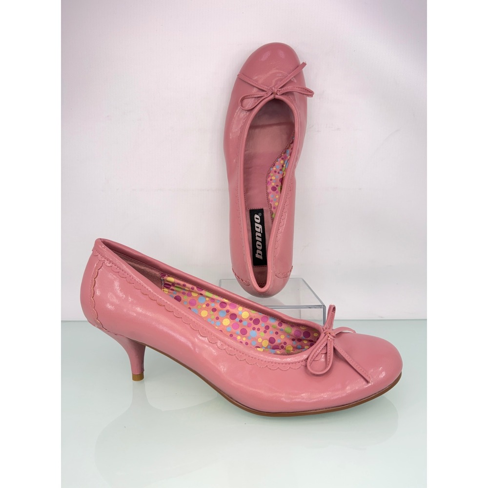 Rare Y2K Bongo Pink Ballet Kitten Heels Bow Pumps Size 8.5 Coquette Balletcore